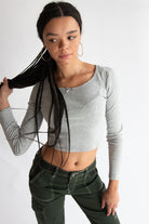 Long Sleeve Pointelle Bow Top