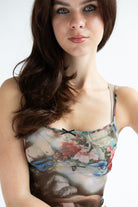 Renaissance Floral Butterfly Mesh Bow Tank