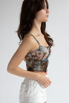 Renaissance Floral Butterfly Mesh Bow Tank