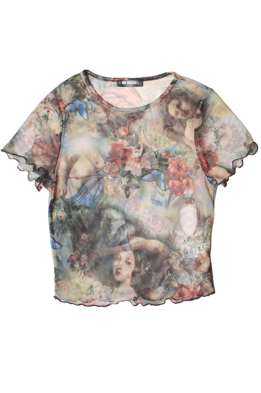 Renaissance Floral Butterfly Mesh Tee