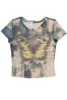 Mesh Rhinestone Butterfly Tee