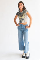 Mesh Rhinestone Butterfly Tee