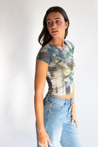 Mesh Rhinestone Butterfly Tee