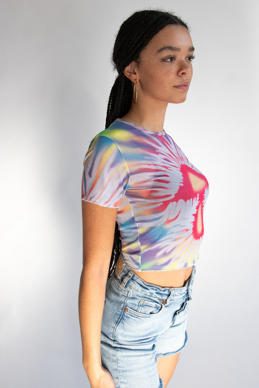 Mesh Tie Dye Mushroom Tee