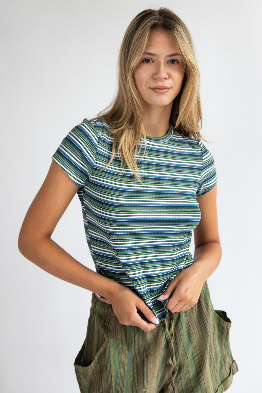 Striped Ribbed Tee