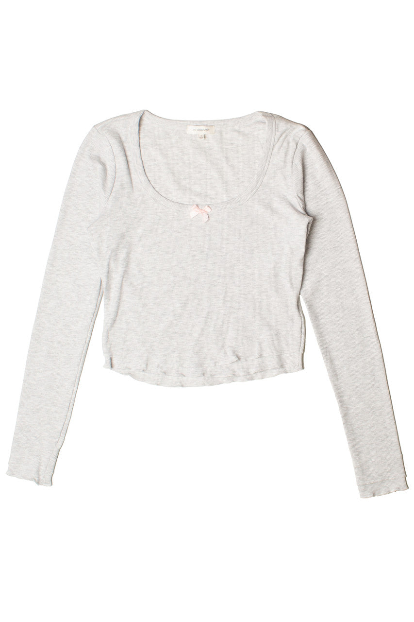 Layered Hem Bow Detail Long Sleeve Top