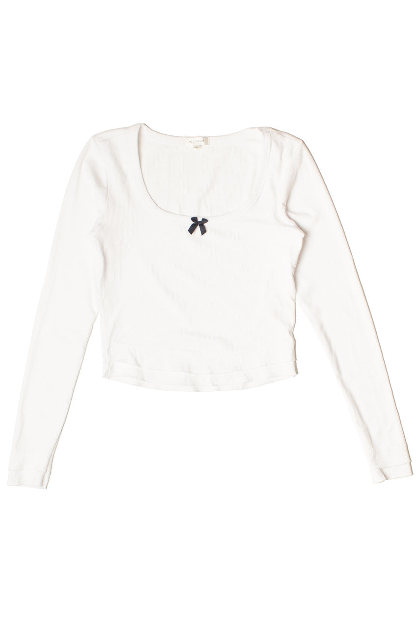 Layered Hem Bow Detail Long Sleeve Top
