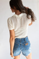 Short Sleeve Collared Crochet Cardigan