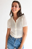 Short Sleeve Collared Crochet Cardigan