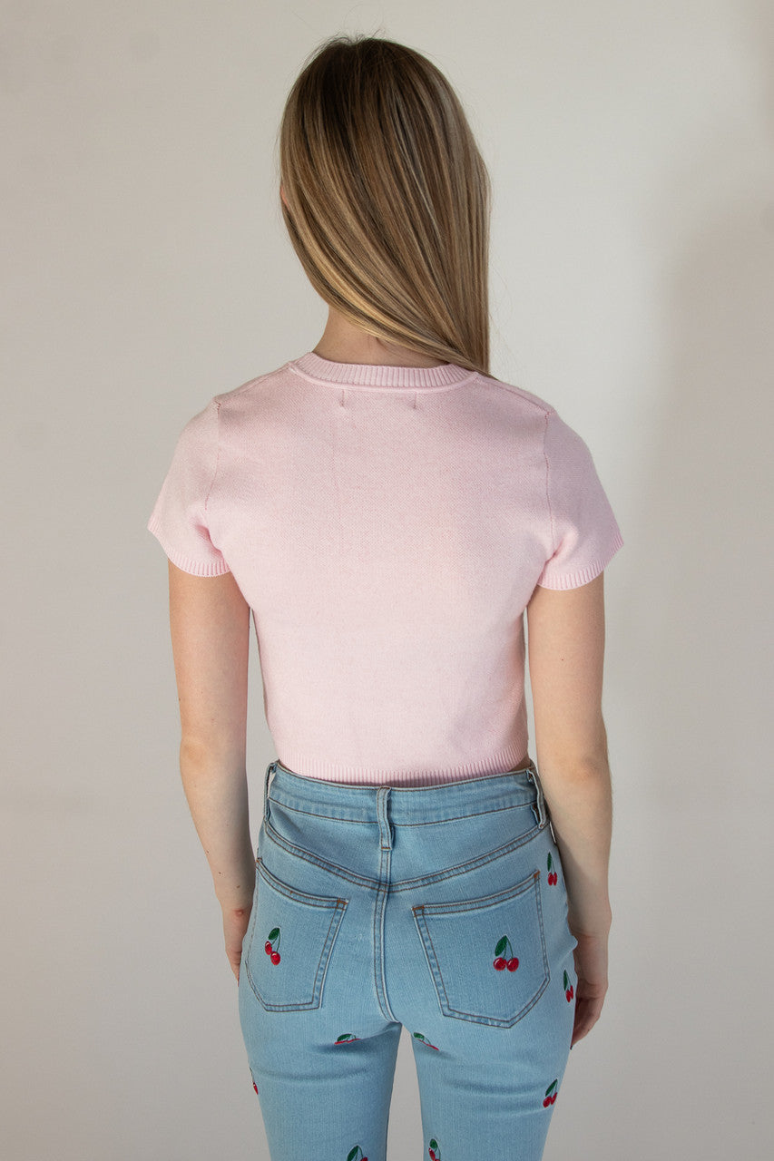 Delulu Short Sleeve Sweater Top