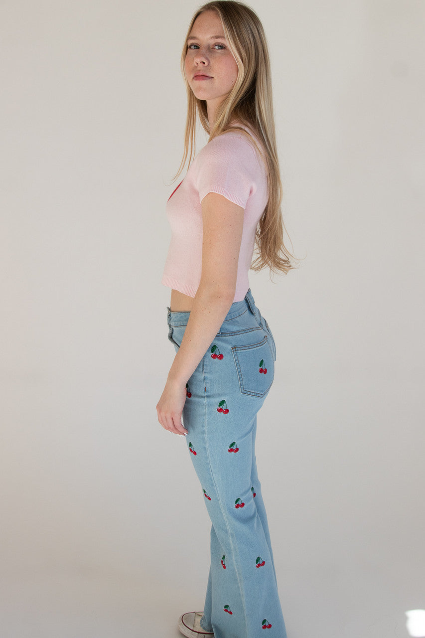 Delulu Short Sleeve Sweater Top