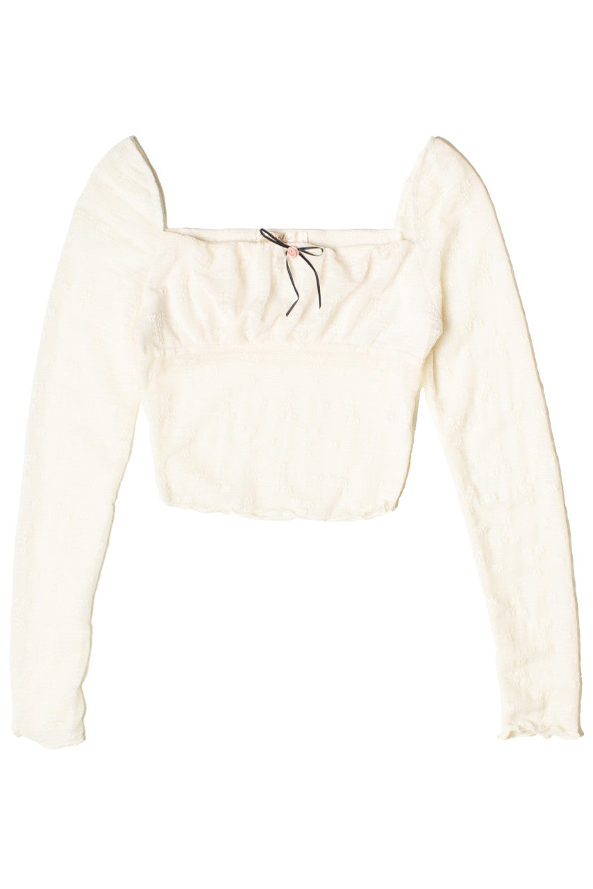 Milkmaid Rosette Bow Long Sleeve Top