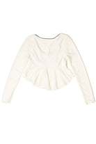 Curved Hem Lace Long Sleeve Bow Top