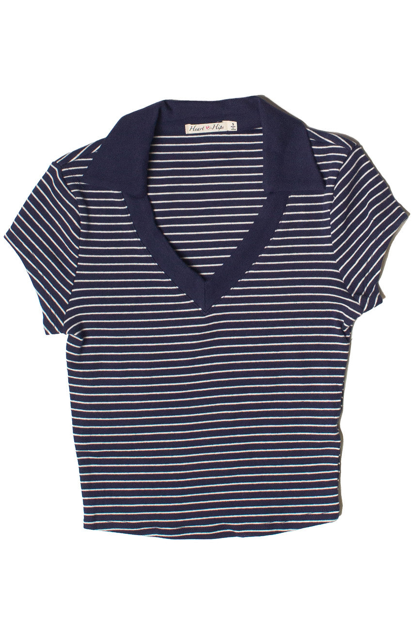 Striped Crop Polo Tee