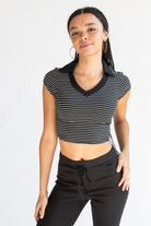 Striped Crop Polo Tee