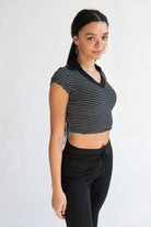 Striped Crop Polo Tee