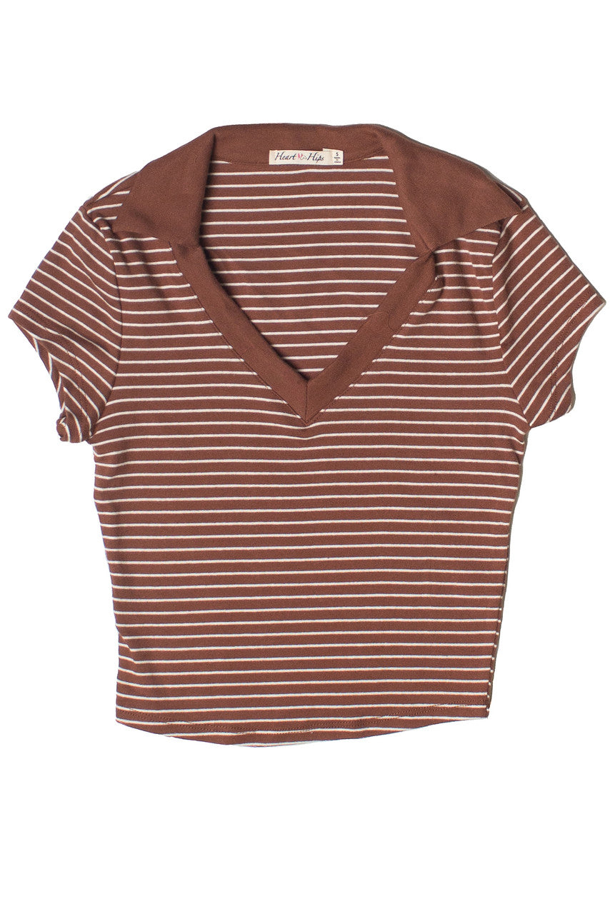 Striped Crop Polo Tee