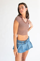 Striped Crop Polo Tee