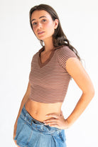 Striped Crop Polo Tee