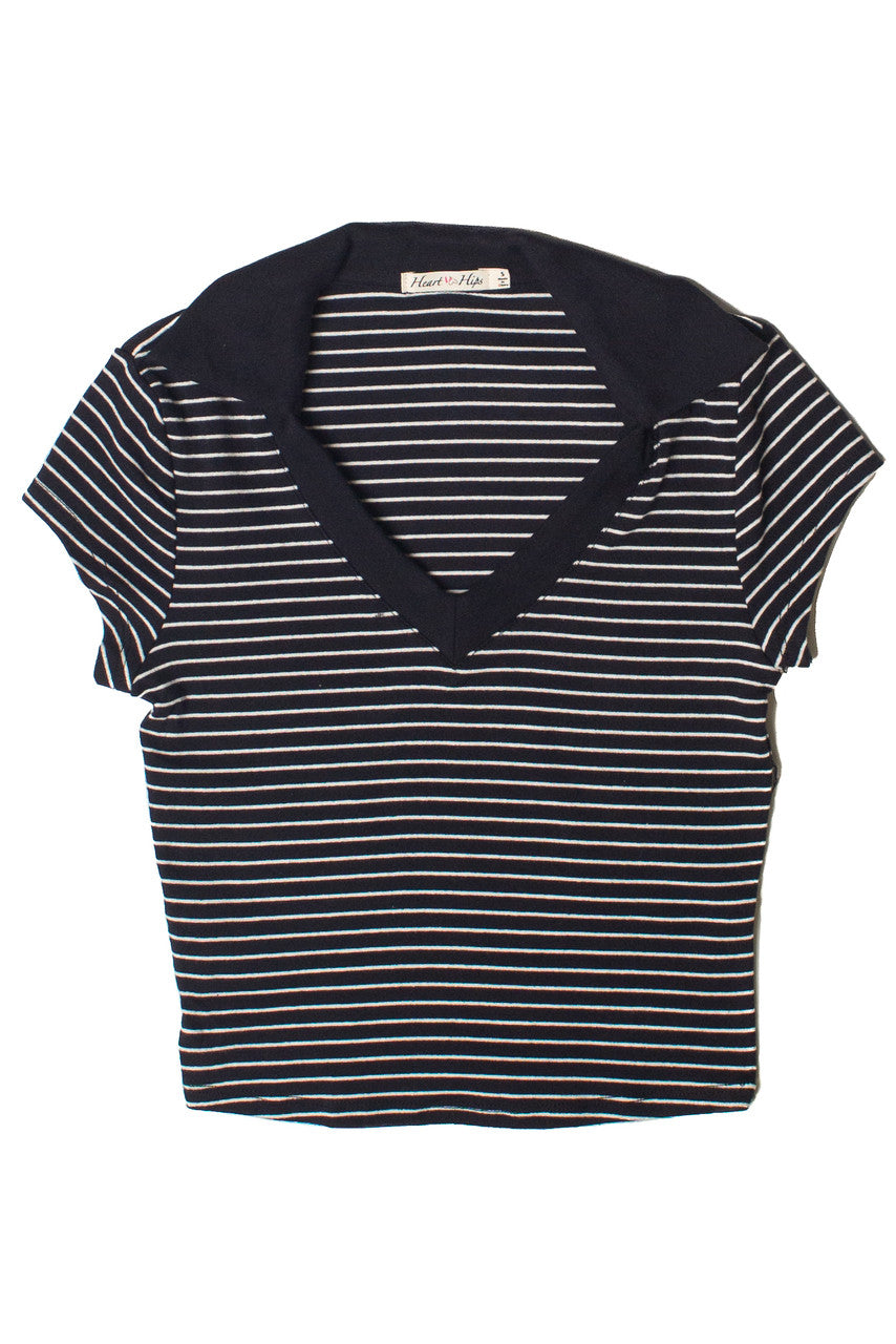Striped Crop Polo Tee