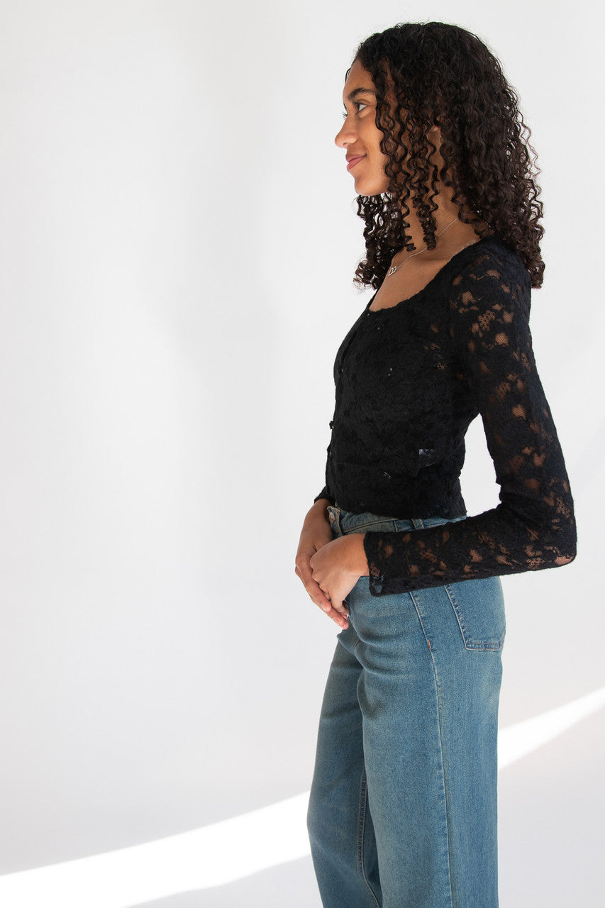 Rose Bud Lace Long Sleeve Top