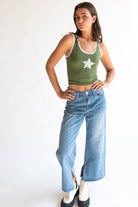Lace Trim Star Tank Top
