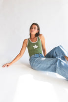 Lace Trim Star Tank Top