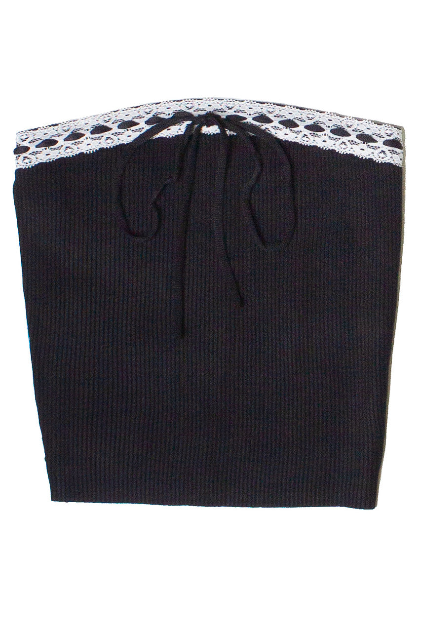 Lace Trim Ribbed Tube Top
