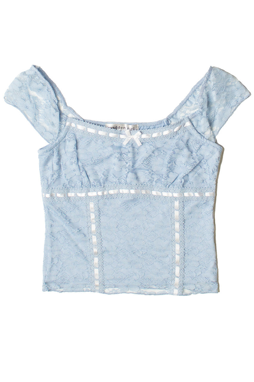Layered Lace Cap Sleeve Ribbon Bow Top – Ragstock