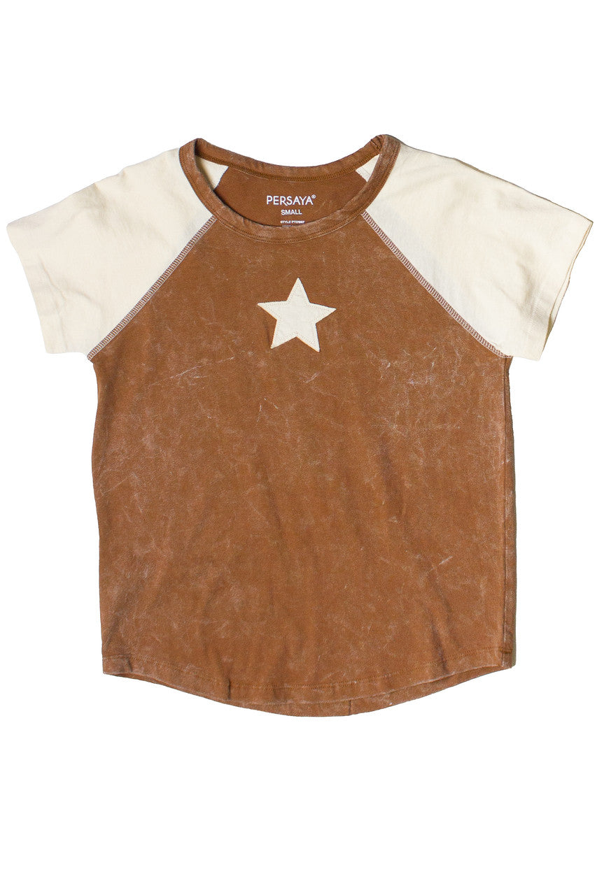 Mineral Wash Raglan Star Patch Tee