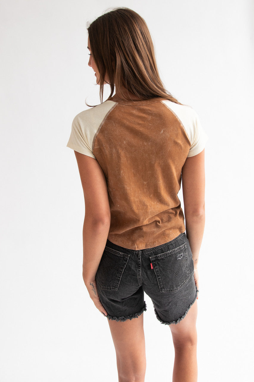 Mineral Wash Raglan Star Patch Tee