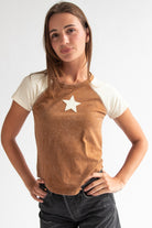 Mineral Wash Raglan Star Patch Tee