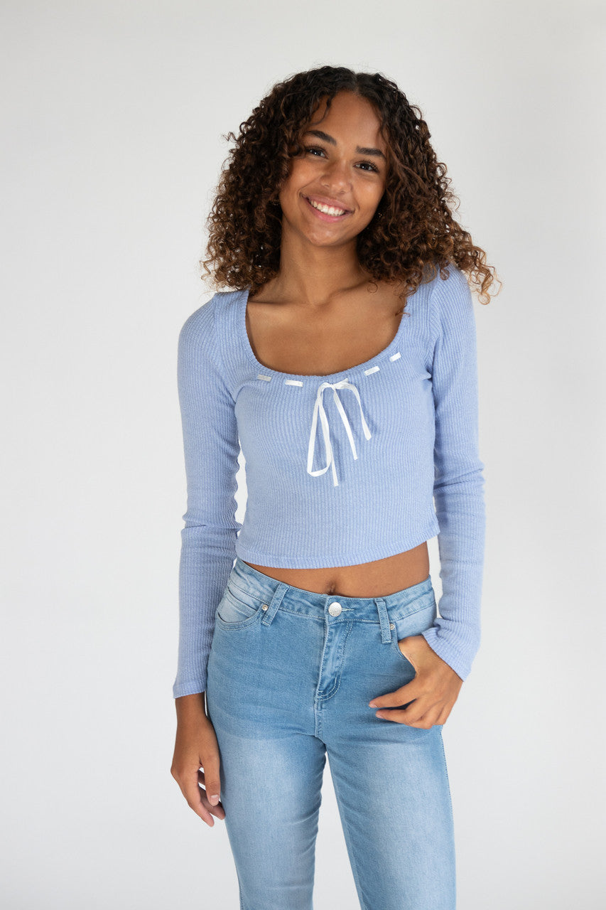 Long Sleeve Ribbon Bow Top – Ragstock