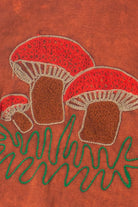 Embroidered Mushroom Mineral Wash Crop Hoodie