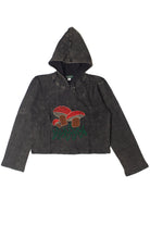 Embroidered Mushroom Mineral Wash Crop Hoodie