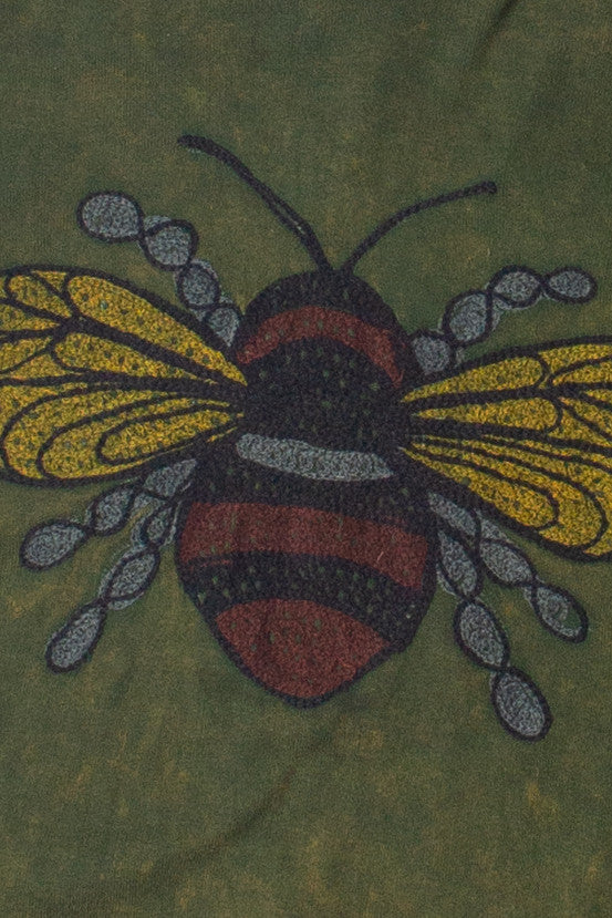 Embroidered Bee Mineral Wash Crop Hoodie
