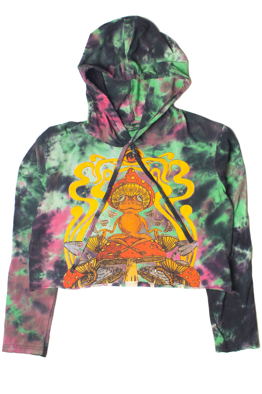 Trippy Frog Tie Dye Cropped Hoodie
