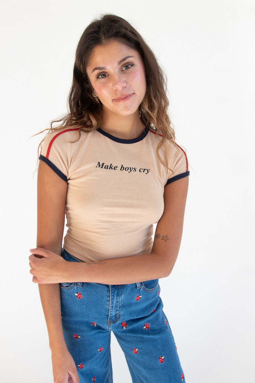 Make Boys Cry Ringer Baby Tee