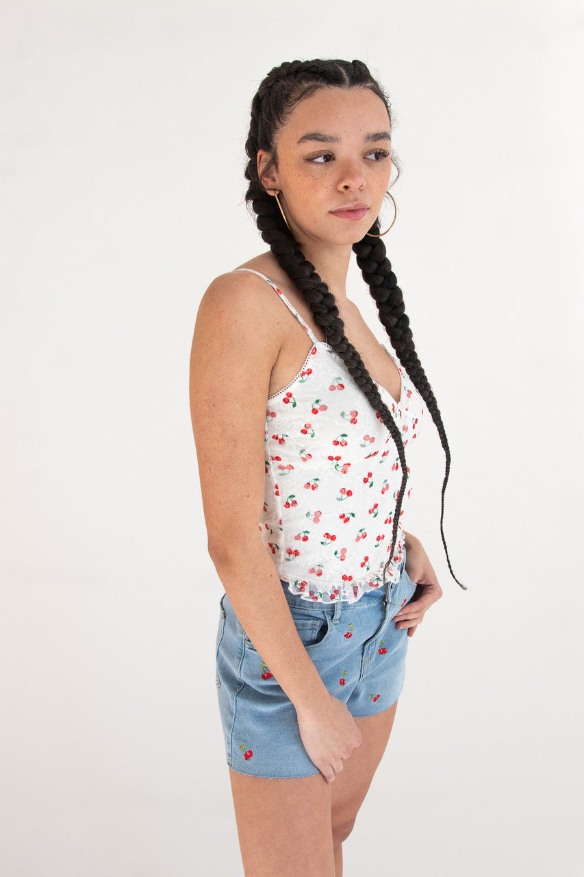 Cherry Print Lace Cami