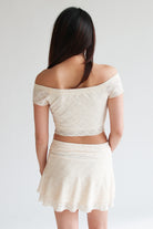 Lace Over The Shoulder Ruched Top