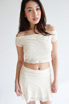 Lace Over The Shoulder Ruched Top