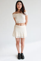 Lace Over The Shoulder Ruched Top