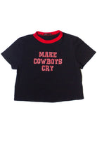 Make Cowboys Cry Crop Ringer Tee