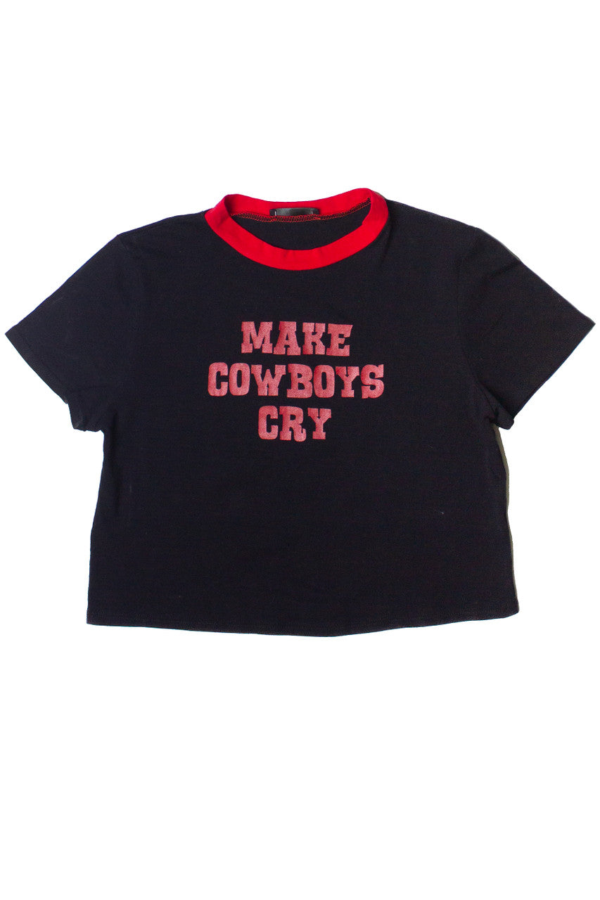 Make Cowboys Cry Crop Ringer Tee