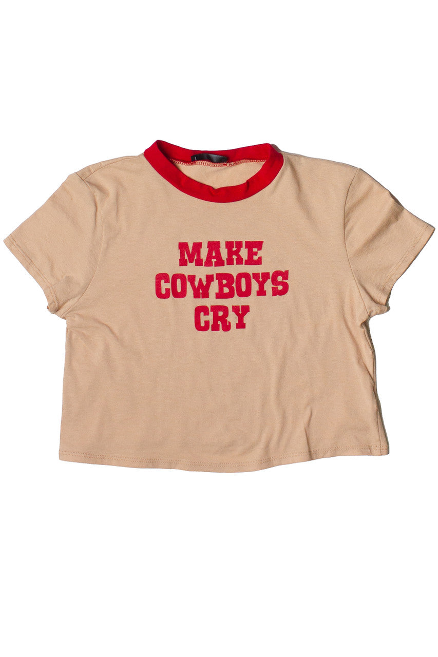 Make Cowboys Cry Crop Ringer Tee