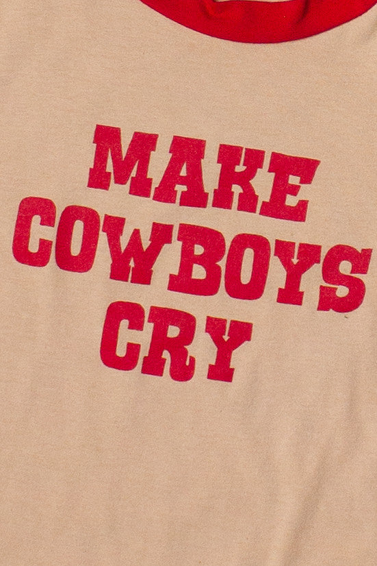 Make Cowboys Cry Crop Ringer Tee