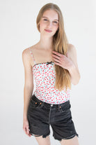Cherry Print Picot Trim Bow Cami