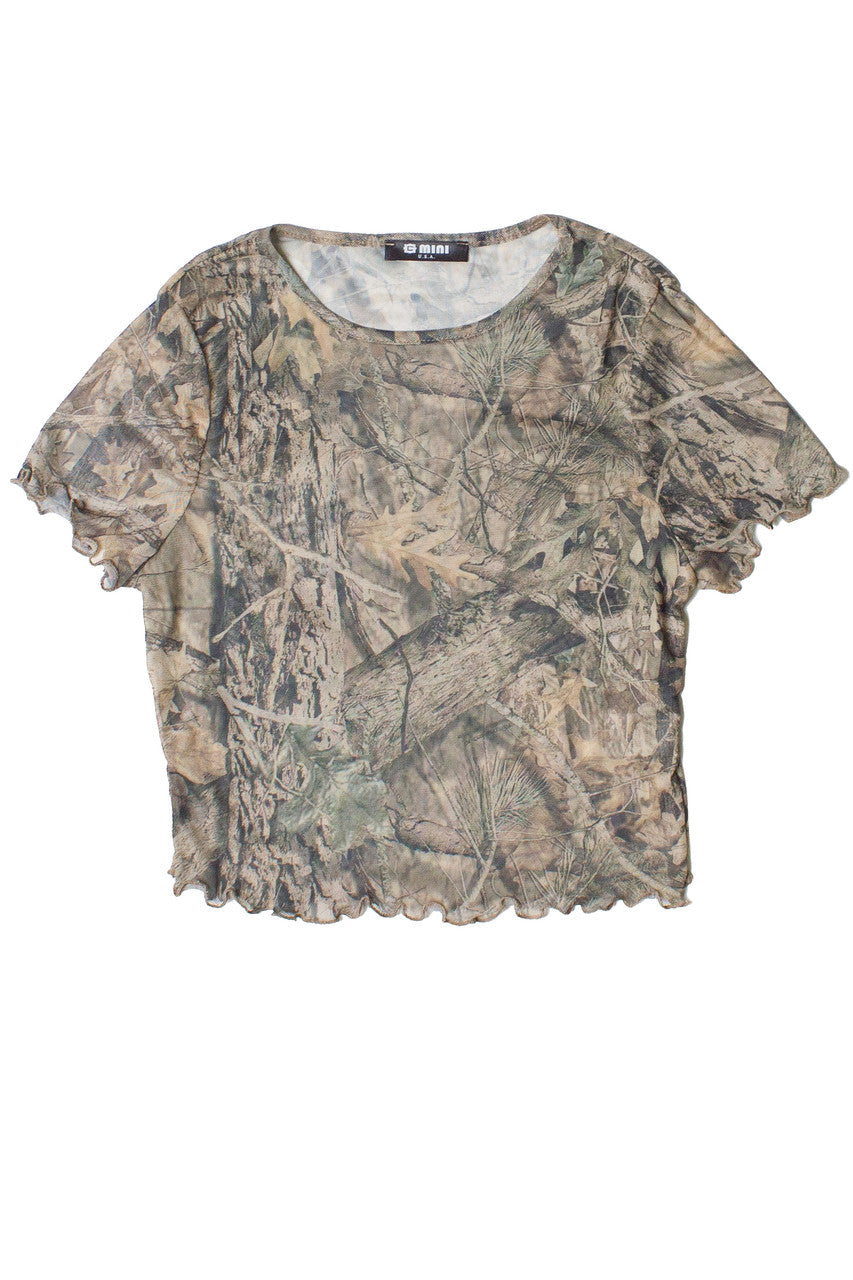 Printed Woodland Camo Mesh Tee