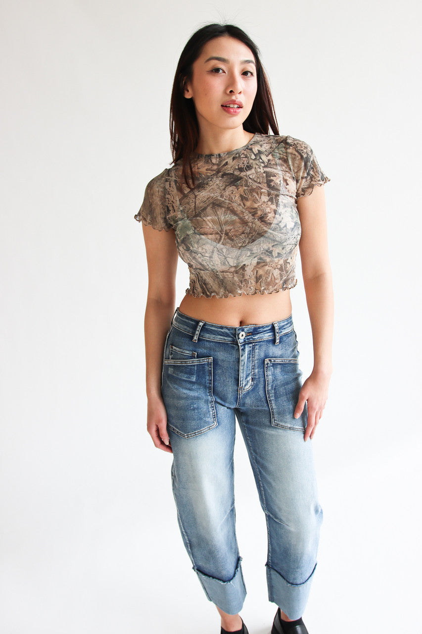 Printed Woodland Camo Mesh Tee