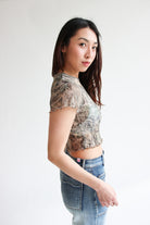 Printed Woodland Camo Mesh Tee